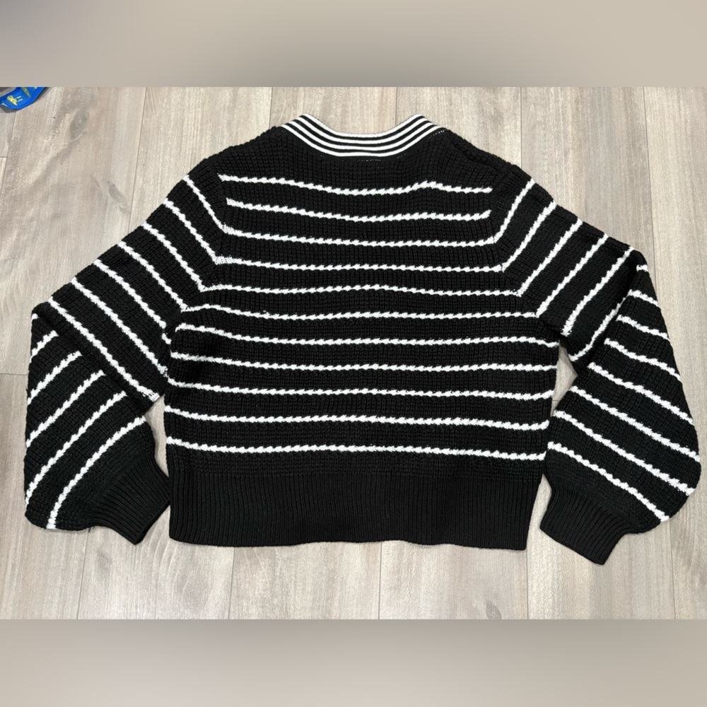 Cato Black and White Striped Cardigan with Bow Details Size XL - Picture 3 of 8